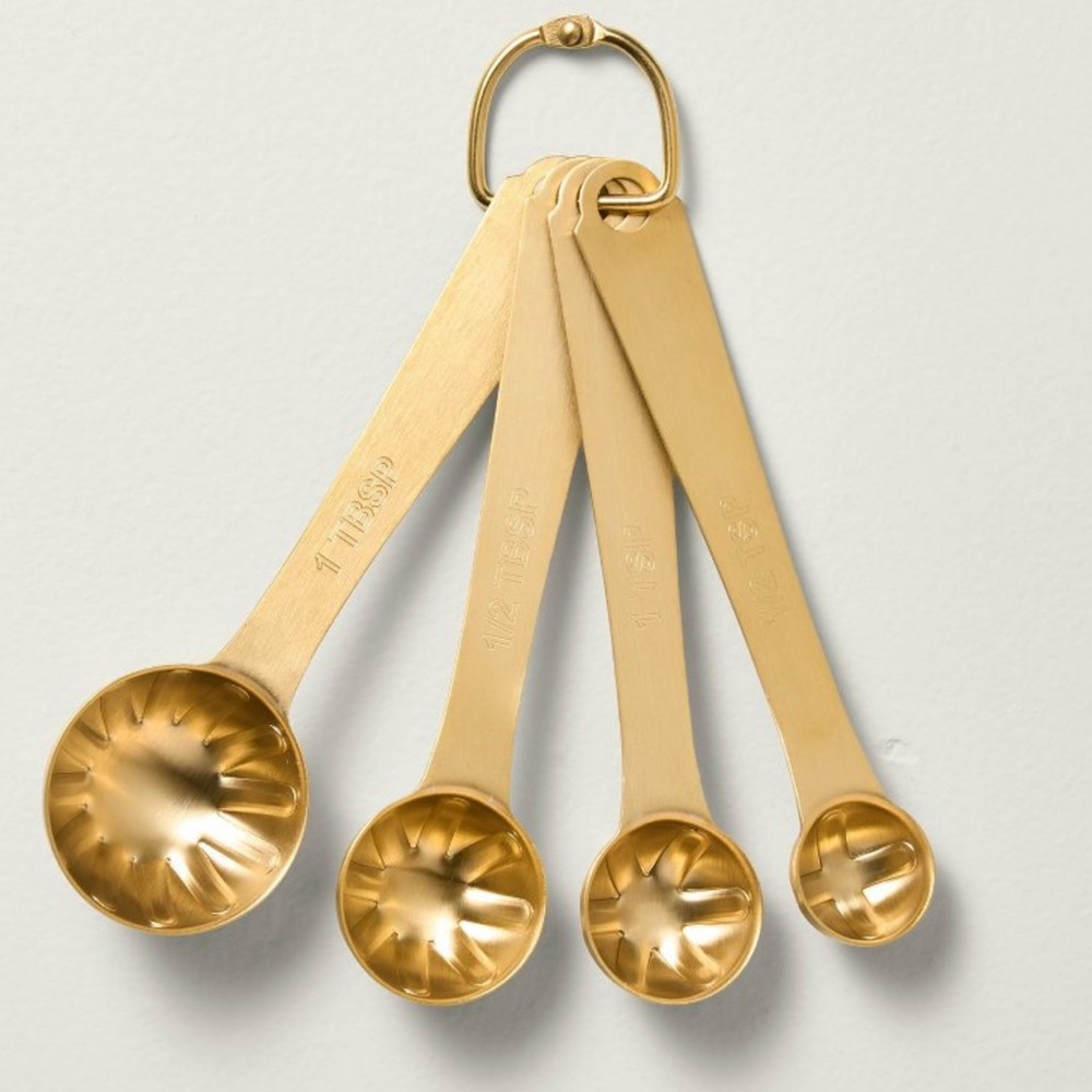 LAST ONE! 4pc Vintage Brass Measuring Spoons Stainless Steel Hearth & Hand